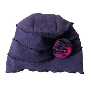 Mack & Co girls purple floral Fleece Garden Hat Roll Up Brim